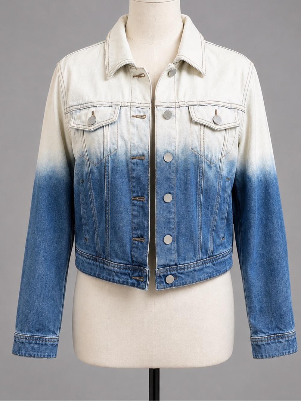 Cavalini Denim Collection Ombre Denim Jacket Large Blue Fade Trucker